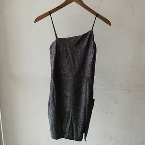 NYE Sparkle 🪩 NWT Lulu's Take Me Anywhere Mini Dress in Black Shimmer